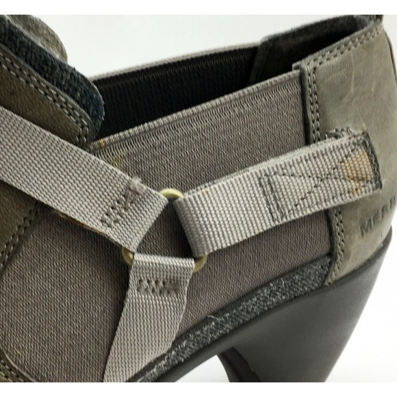 Merrell Aluminum Lt Olive Leather Harness Strap Pull On Ankle Booties-Women's 8 - Picture 10 of 10